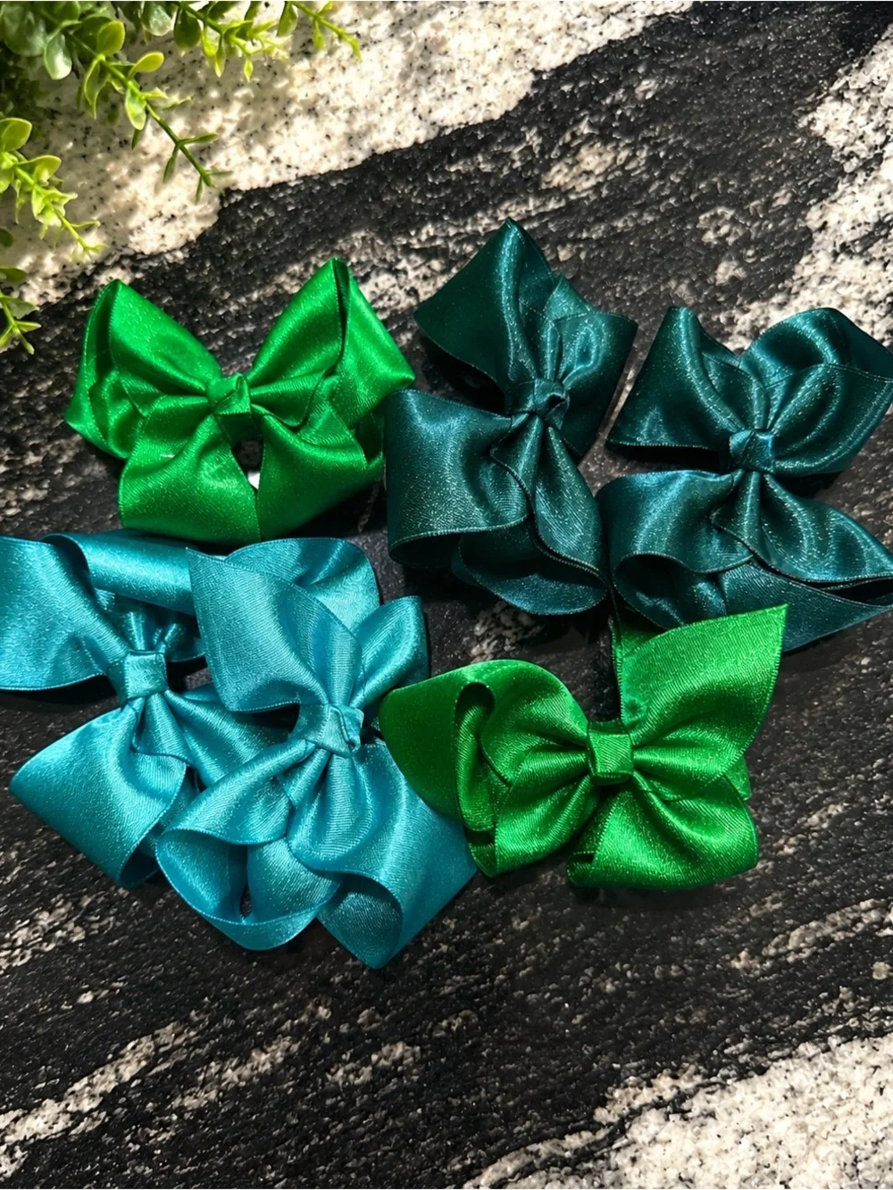 Kids Hair Bows - Teal & Emerald Set